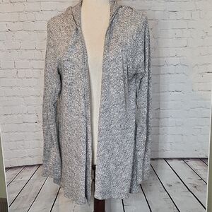 American Eagle Gray Hooded Open Front Knit Cardigan‎ Sweater Size L